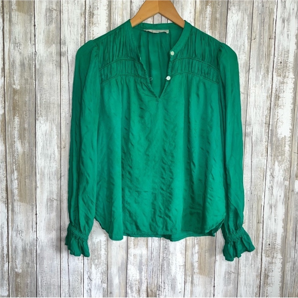 Loft Kelly Green Popover Blouse - Picture 1 of 5